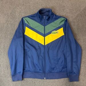 Lacoste Sport Jacket Mens (7) XL Blue Stripe Track Full Zip Tennis Athletic Big